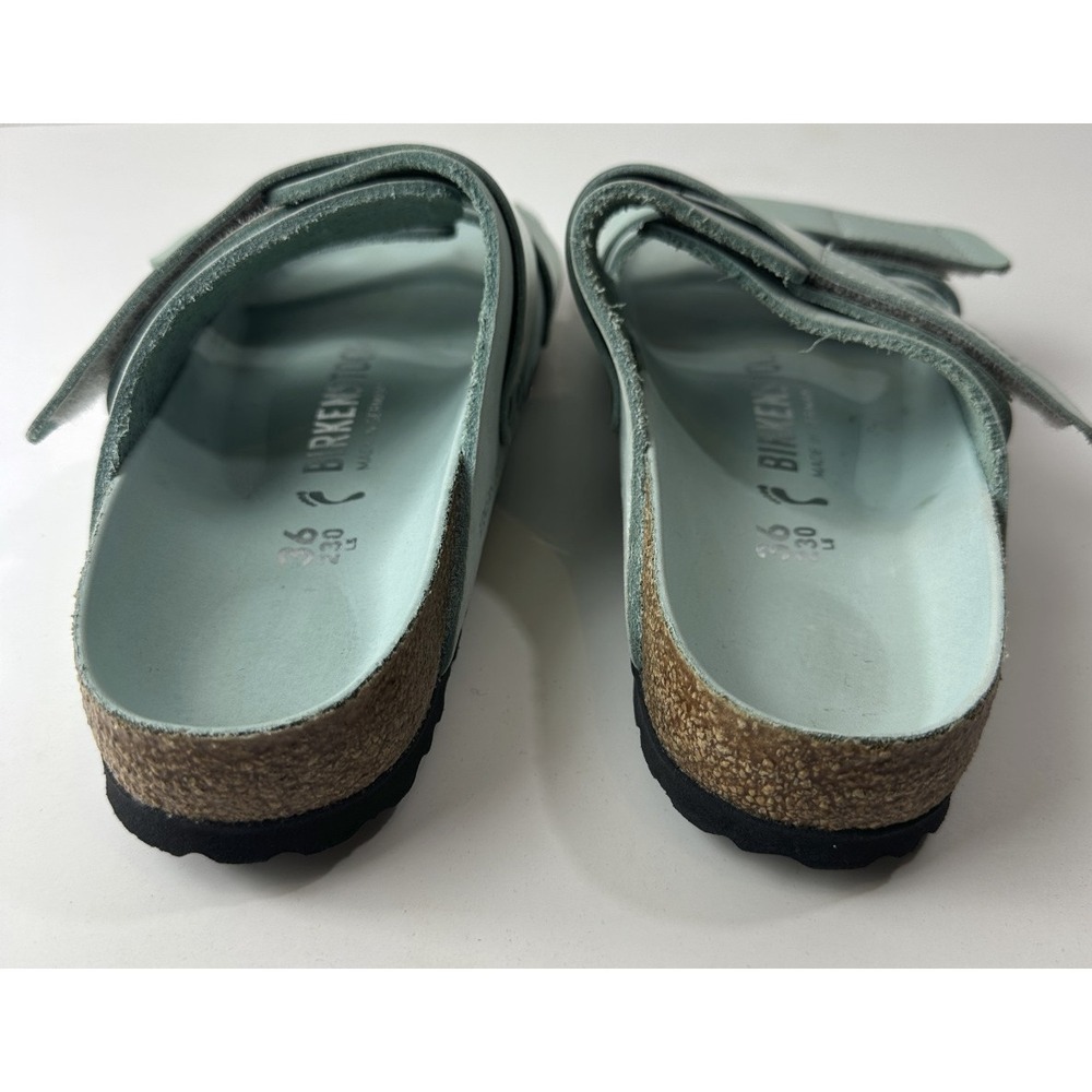 Birkenstock Uji Nubuck Leather Strap Slide Sandals Green Hook Loop Ladies Size 5 - Picture 8 of 16